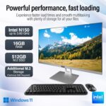 23.8" Full HD All in One PC Desktop Computer (Dec 2025 Release) - 16GB RAM, 512GB SSD, Windows 11, Intel 15th Gen Quad-Core CPU, HDMI, USB 3.0 - AIO PC with Wireless Keyboard, Mouse, 3MP Web Camera