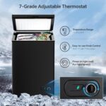 Kismile 3.5 Cubic Feet Chest Freezer with 2 Removable Baskets Free Standing Top Open Door Compact Deep Freezer with Adjustable Temperature for Home/Kitchen/Office/Bar (3.5 Cubic Feet, Black) - Image 3