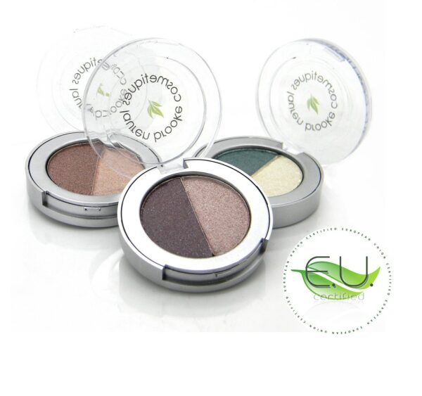 Suggest a better title and return a single title only without any other comments: Lauren Brooke Cosmetiques Pressed Eyeshadow Duo, Natural, Organic Makeup (Smokey Plum/Sweet Pea)