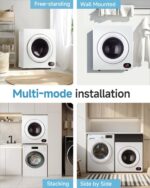 3.5 Cu.Ft Portable Clothes Dryer - 1500W Clothes Dryer with Stainless Steel Tub, Front Load Tumble, LCD Touch Panel - Compact Drying Unit for Laundry, Apartments, Dorms - Image 6