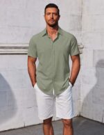 COOFANDY Men's Button Down Shirts Short Sleeve Casual Summer Beach Shirts Vacation Wedding Shirts - Image 3
