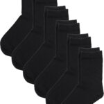 COTTON DAY Unisex Little Kids Youth Boys Girls Soft Cotton Crew Dress Socks Seamless Toe Black White Gray Navy 6 Pack