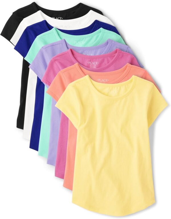 Suggest a better title and return a single title only without any other comments: The Children's Place Girls Short Sleeve High Low Tee