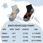 Comfoex Boys Athletic Quarter Socks - Ankle Sports Socks With Cushioned Sole - 6 Pairs, Sizes 4-6, 6-8, 8-10 Years Old - Image 2