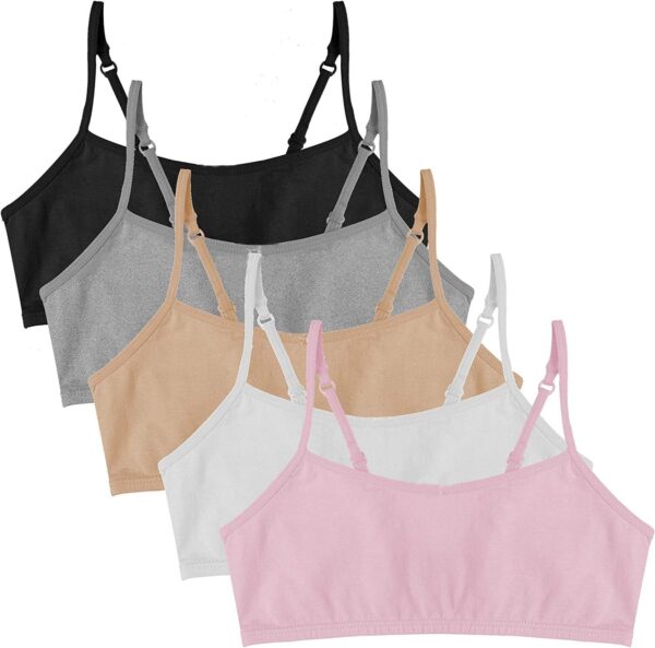 Suggest a better title and return a single title only without any other comments: Popular Cotton Girls Training Bra - Crop Cami Training Bras for Girls with Adjustable Straps. Cotton Bra Pack.