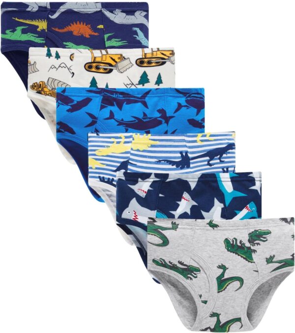Boboking 100% Cotton Little Boys Briefs Soft Dinosaur Truck Toddler Underwear