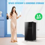 2.4 Cu.Ft Mini Fridge with Freezer & Double Door Small Tiny Size Refrigerator with 7 Temperature Control Knob Only Suitable for One Person Use Black - Image 3