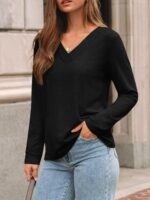 AUTOMET Long Sleeve Shirts for Women Tops V Neck Casual Top Comfortable Shirt Soft Basic Tees Women Blouses - Image 3