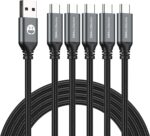 USB Type-C to A Cable 5pack 6ft Braided Fast Charging 3A Quick Charger Cord, 6 Foot Compatible iPhone 17/17 Pro/16e/16/15 Pro Max,Samsung Galaxy S10 S9 S8 Plus, Note 10 9 8, LG V50 V40 G8 G7(Grey)
