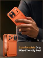 Vihibii for iPhone 17 Pro Max Case with Card Holder (4 Cards) [RFID Blocking] & Slide Camera Cover, Military Grade Drop Protection, Rugged Hard Back & Silicone Edge Wallet Phone Case 6.9" 2025, Orange - Image 7