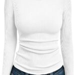 AUTOMET Women's Ribbed Long Sleeve Basic Top - Soft Stretch Crewneck Shirt for Work & Casual