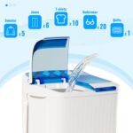 SUNCROWN Portable Washing Machine 16lbs, Compact Twin Tub Semi Automatic Washer, Energy-Saving Mini Laundry Combo with Extended Drain Hose & Pump for Apartments, Dorms, RV, (White & Blue) - Image 5