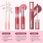 3PCS Lip Combo Set - Matte Lip Liner Pencil + Hydrating Tinted Lip Balm + Juicy Lip Gloss Tint, Non-Sticky, Long-Lasting, High Pigment Lip Makeup Kit (Sweet Fig Set) - Image 3