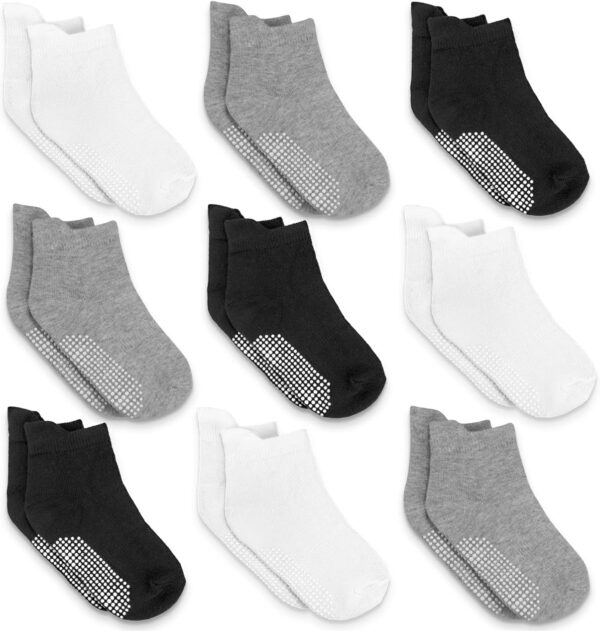 Infinno Baby Non Slip Ankle Socks 9 Pairs - Toddler Socks with Grips for Kids, Infants Boys and Girls 6-24 Months, 1T-7T