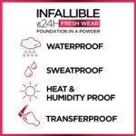 Suggest a better title and return a single title only without any other comments: L'Oreal Paris Makeup Infallible Fresh Wear Foundation in a Powder, Up to 24H Wear, Waterproof, Golden Beige, 0.31 oz. - Image 6