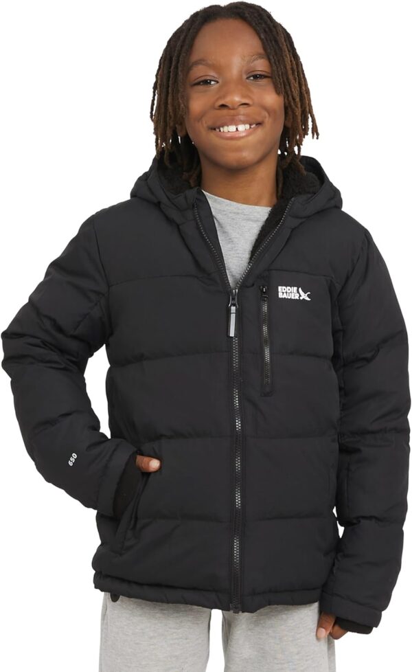 Eddie Bauer Boys' Classic Heavyweight Faux Fur Lined Hooded Insulated Down Jacket