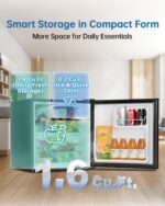 1.6 Cu Ft Mini Fridge with Freezer - 30dB Ultra Quiet Upright Freezer for Bedroom, Dorm & Office | Compact Fridge, Adjustable Thermostat, Reversible Door, ETL Certified - Image 2