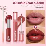 3PCS Lip Combo Set - Matte Lip Liner Pencil + Hydrating Tinted Lip Balm + Juicy Lip Gloss Tint, Non-Sticky, Long-Lasting, High Pigment Lip Makeup Kit (Berry Mousse Set) - Image 6