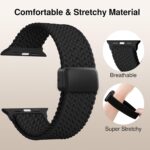 Braided Stretchy Band Compatible with Apple Watch Bands 38mm 40mm 41mm 42mm 44mm 45mm 46mm 49mm Women Men, Soft Nylon Solo Loop Magnetic Sport Strap for iWatch Series 11 10 9 8 7 6 5 4 3 2 1 SE Ultra - Image 3