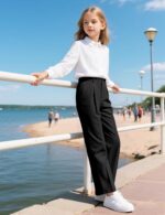 Suggest a better title and return a single title only without any other comments: Girls Dress Pants Wide Leg Uniform Pants for Girls Preppy Clothes Size 7-14 Years - Image 5