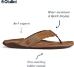 OLUKAI Tuahine Men's Waterproof Leather Sandals, Versatile Beach Flip Flops, Arch Support & Comfort Fit, Lightweight & Durable, Enhanced Grip & Traction - Image 3