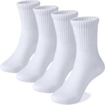 COTTON DAY Unisex School Kids Boys Girls Soft Cotton Black White Gray Navy Khaki Athletic Socks with Retro Stripes
