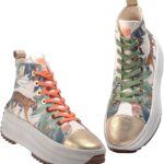 JATAREA Women's Fashion Sneakers – Genuine Leather Casual Shoes, Comfortable Cushioned Insole, Stylish Lifestyle, Lightweight & Durable Travel Sneakers