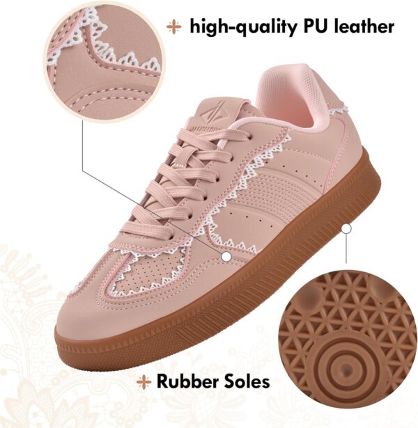 JACKSHIBO Women's Ribbon Lace-Up Fashion Sneakers Arch Support Gum Sole Tennis Walking Shoes with Memory Foam
