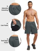 HOPLYNN 5 Pack Mens 2 in 1 Running Shorts with Liner, Quick Dry Workout Training Gym Athletic Sport Shorts with Pockets - Image 4