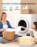 3.5 Cu.Ft Portable Clothes Dryer - 1500W Clothes Dryer with Stainless Steel Tub, Front Load Tumble, LCD Touch Panel - Compact Drying Unit for Laundry, Apartments, Dorms - Image 7