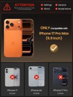 Vihibii for iPhone 17 Pro Max Case with Card Holder (4 Cards) [RFID Blocking] & Slide Camera Cover, Military Grade Drop Protection, Rugged Hard Back & Silicone Edge Wallet Phone Case 6.9" 2025, Orange - Image 2