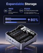 KAMRUI Hyper H2 Mini PC with Intel Core 14450HX (10C/16T, up to 4.8GHz), 16GB RAM 512GB NVMe SSD, Triple 4K, HDMI, DP, USB-C, Ethernet, Mini Desktop Computer for Office, Business, Gaming - Image 4