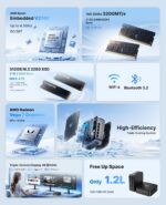 KAMRUI Mini PC E3B 11 Pro AMD Ryzen V2748 (Beat R7 5825U/R5 6650H/R5 7430U, up to 4.3GHz), Mini Desktop Computer 16GB DDR4 512GB SSD, Radeon Vega 7 Graphics Triple 4K Display/Dual LAN/WiFi6/BT5 - Image 2