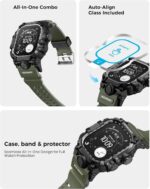 amBand Rugged Case with Band for Apple Watch Ultra 3/2/1 49mm, M3 Military Grade Shockproof Cover, Includes Screen Protector Kit, Tactical Band for Men - Compatible with iWatch Ultra, Army Green - Image 4