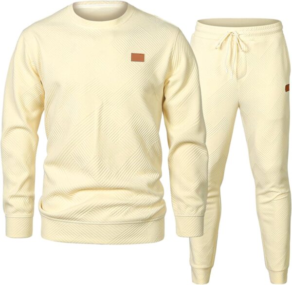 JMIERR Men's 2 Piece Outfits Knit Jacquard Pullover Sweatshirt Tracksuit & Joggers Sweatpants Sweatsuit Sets with Pockets
