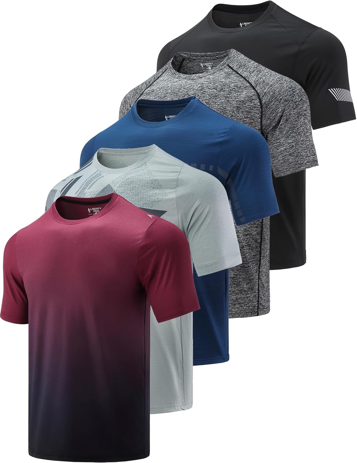 5 Pack Men’s Active Quick Dry Crew Neck T Shirts 5 Pack Men’s Active Quick Dry Crew Neck T Shirts | Athletic Running Gym Workout Short Sleeve Tee Tops Bulk
