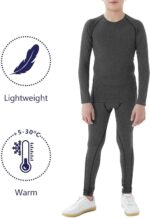 Dalavch 2 Sets Youth Boys Thermal Base Layer Long Johns Compression Leggings and Shirts Fleece Lined Underwear for Kids Girls - Image 4