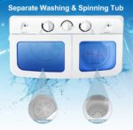 Giantex Portable Washing Machine, 20lbs Capacity, Twin Tub 2lbs Washer & 8lbs Spinner Combo, Compact for Apartment RV Dorms, Blue & White, GT24267-PE - Image 3