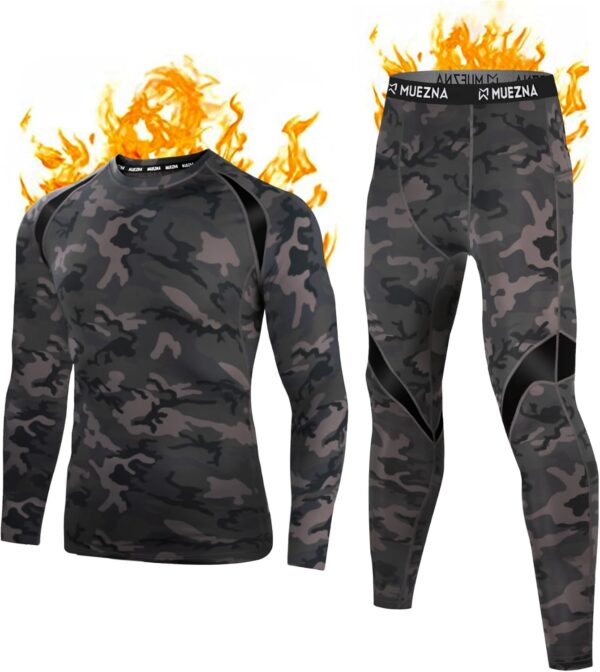 Muezna Men's Thermal Top and Bottom Set Underwear Long Johns Base Layer with Soft Fleece Lined