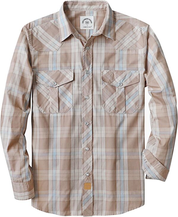 Dubinik Pearl Snap Shirts for Men - Long Sleeve Western Vintage Plaid Shirts