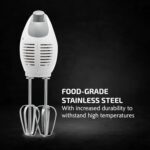 OVENTE 5-Speed Corded Electric Hand Mixer with Stainless Steel Whisks, Compact Portable Design with Snap-On Storage Case,150W Lightweight Handheld Mixer for Baking & Cooking, White HM151W - Image 2