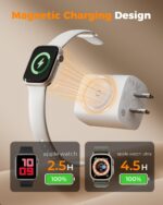 Charging Blocks for Apple Watch, 3-in-1 PD 20W USB C Charger Block with Built-in Wireless Smart Watch Charging, Dual Ports Wall Charger Compatible with iPhone,AirPods,iWatch - Image 3