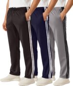 Real Essentials 3 Pack: Men's Mesh Open Bottom Sweatpants Gym Active Athletic Workout Casual Pants with Pockets (Big & Tall)