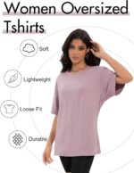 4 Pack Oversized Tshirts for Women, Loose Fit Crew Neck Summer Baggy Tops Workout Tees Plus Size T Shirts - Image 5
