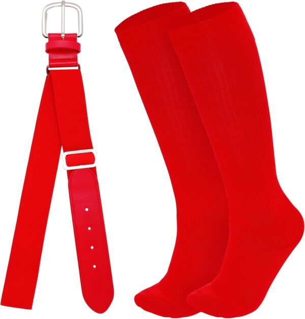 Dxhycc Youth Baseball Socks and Belt Combo Set Softball Baseball Socks and Elastic Waist Belt for Youth Boys Girls