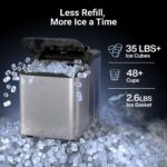Typhur Fast Nugget Ice Maker Countertop with Self-Cleaning Pump, 35lbs/24H Crushed Pebble Ice Machine with Pellet Ice, 8 Packs Cleaner, Dual Ice Scoops for Home, Kitchen, Party, RV, Stainless Steel - Image 4