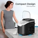 Countertop Ice Maker Machine, 8 Ice Cubes in 6 mins, 26lb/Day Ice with 2 Sizes- Portable Mini, Energy Saving & Basket/Scoop for Home/Party/Travel/Camping/Bar,Black - Image 7