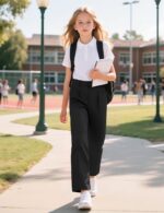 Suggest a better title and return a single title only without any other comments: Girls Dress Pants Wide Leg Uniform Pants for Girls Preppy Clothes Size 7-14 Years - Image 3