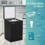 EUHOMY 3.5 Cu.Ft Chest Freezer with Wheels, Small Deep Freezer Adjustable 7 Thermostat, Quiet Mini Freezer Free-Standing Top Door, Energy Saving for Apartment/Garage/Basement/Dorm/Home, New Black - Image 8