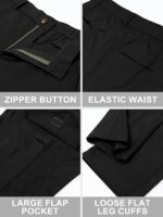 Comdecevis Mens Casual Cargo Pants Baggy Straight Leg Sweatpants with Large Flap Pockets Hiking Sports Trousers - Image 5